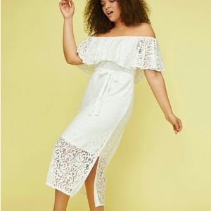 Off the shoulder white dress